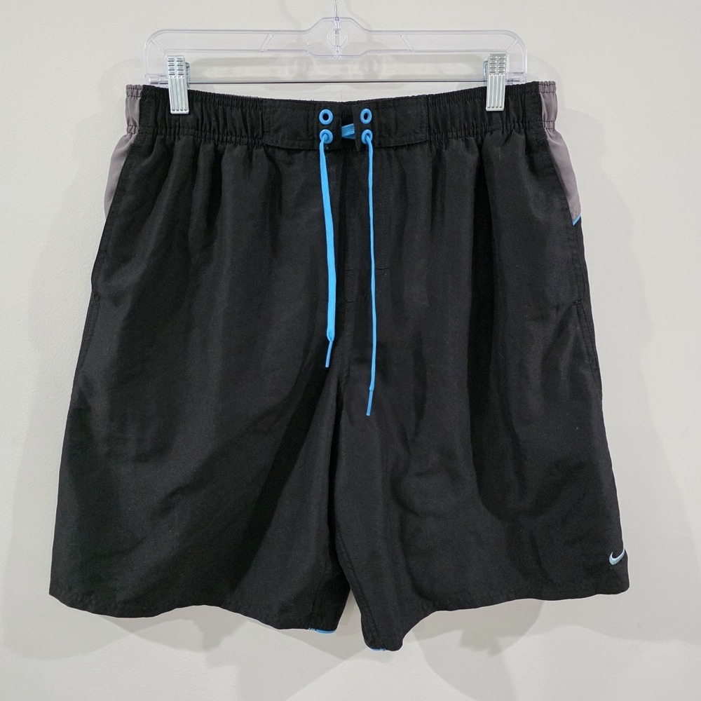Nike Mens Swim Trunks Size Large Black‎ Logo Embroidered Bathing Suit